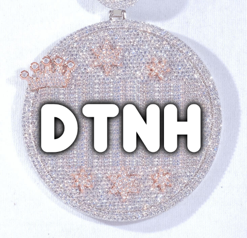 CUSTOM LETTER NECKLACE 3D BIG CROWN DISC