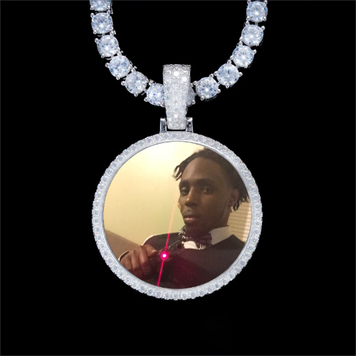925S & VVS Moissanite 3D Circle Custom Picture Pendant