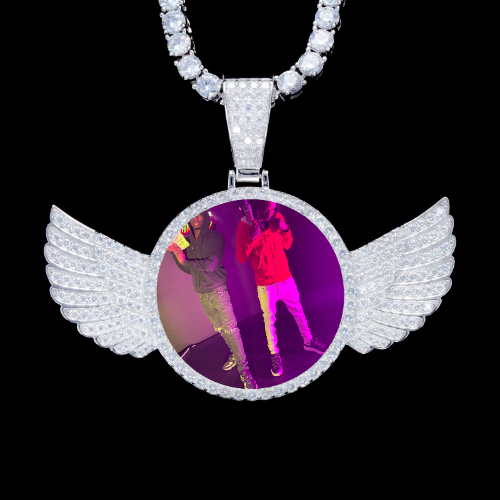 925S & VVS Moissanite 3D Wing Custom Picture Pendant