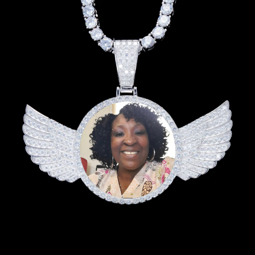 925S & VVS Moissanite 3D Wing Custom Picture Pendant