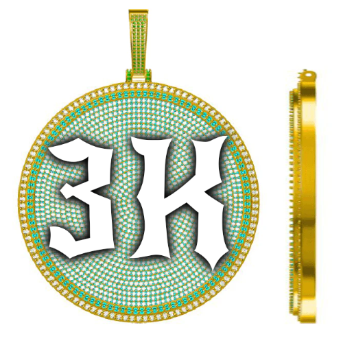 CUSTOM LETTER NECKLACE 3D BIG DISC