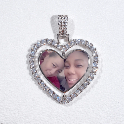 3D Spinning 2-Faced Heart Custom Picture Pendant