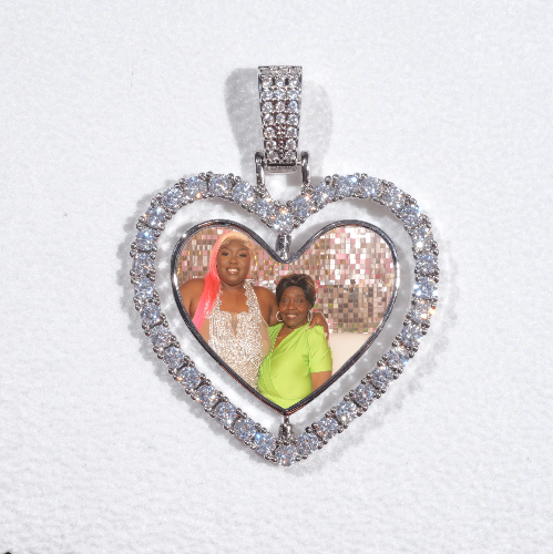 3D Spinning 2-Faced Heart Custom Picture Pendant