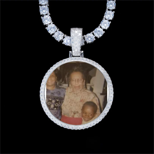 925S & VVS Moissanite 3D Circle Custom Picture Pendant