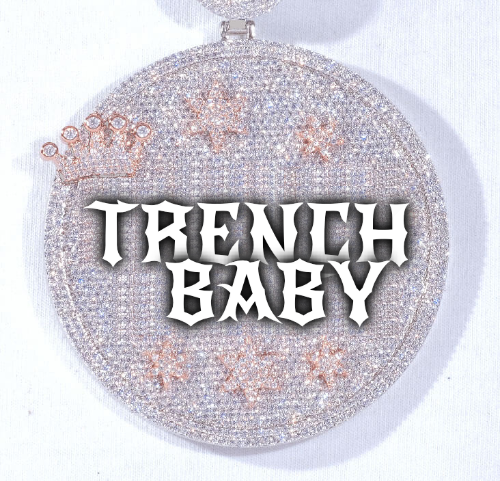 CUSTOM LETTER NECKLACE 3D BIG CROWN DISC