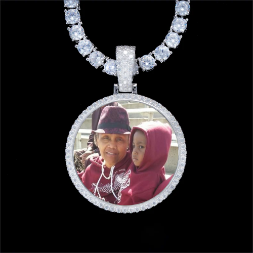 925S & VVS Moissanite 3D Circle Custom Picture Pendant