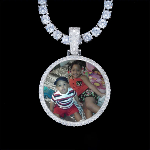 925S & VVS Moissanite 3D Circle Custom Picture Pendant