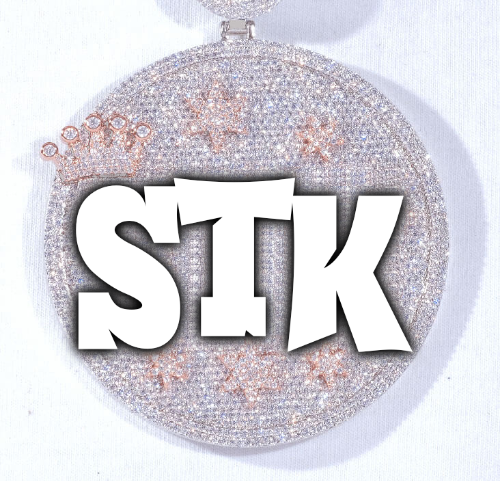 CUSTOM LETTER NECKLACE 3D BIG CROWN DISC