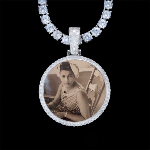 925S & VVS Moissanite 3D Circle Custom Picture Pendant
