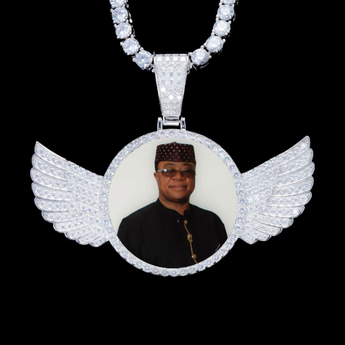925S & VVS Moissanite 3D Wing Custom Picture Pendant