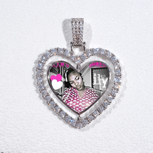3D Spinning 2-Faced Heart Custom Picture Pendant