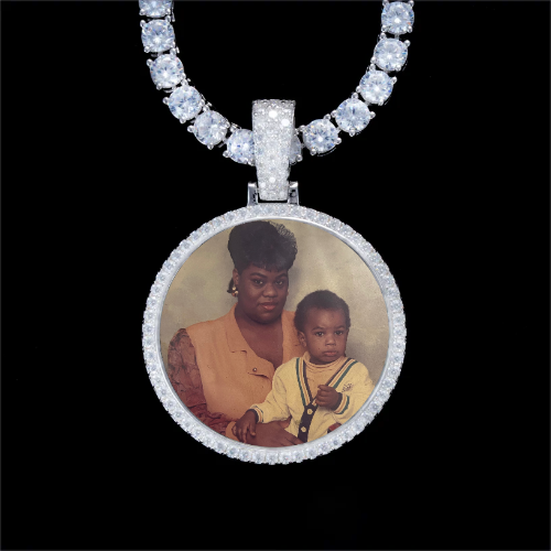 925S & VVS Moissanite 3D Circle Custom Picture Pendant