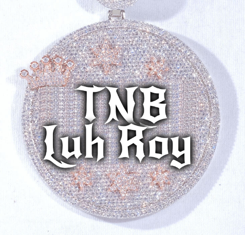 CUSTOM LETTER NECKLACE 3D BIG CROWN DISC