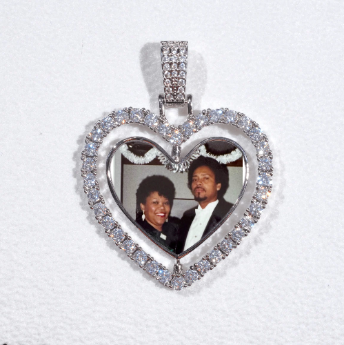 3D Spinning 2-Faced Heart Custom Picture Pendant