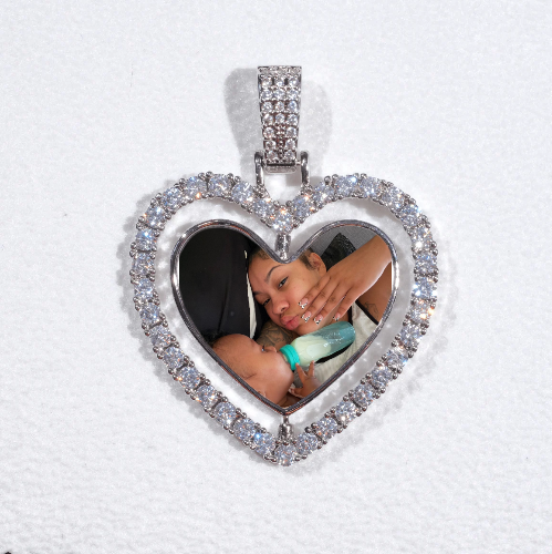 3D Spinning 2-Faced Heart Custom Picture Pendant