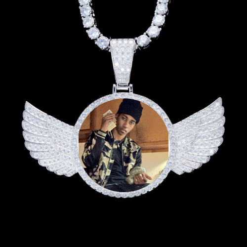 925S & VVS Moissanite 3D Wing Custom Picture Pendant