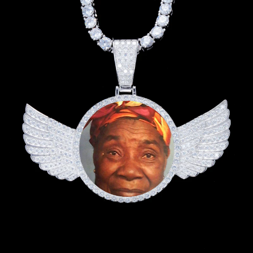 925S & VVS Moissanite 3D Wing Custom Picture Pendant