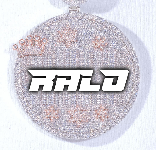 CUSTOM LETTER NECKLACE 3D BIG CROWN DISC