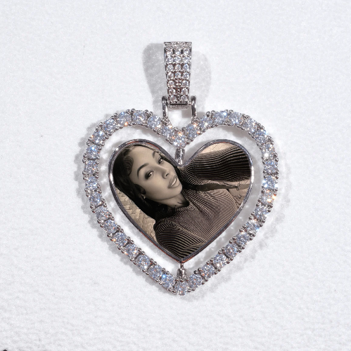 3D Spinning 2-Faced Heart Custom Picture Pendant