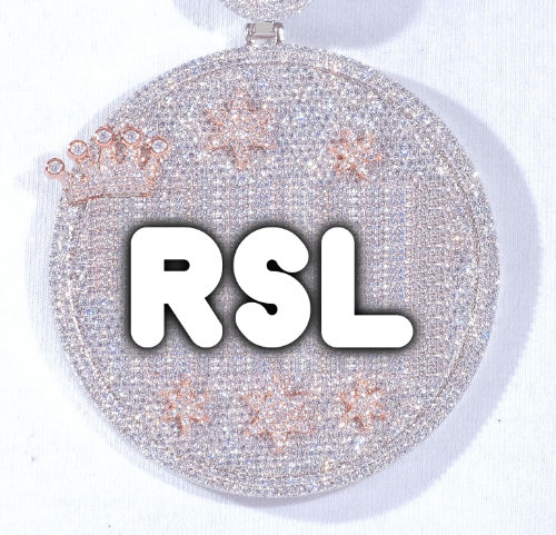 CUSTOM LETTER NECKLACE 3D BIG CROWN DISC