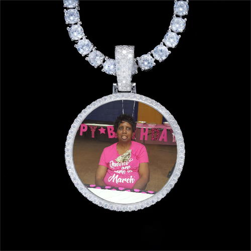 925S & VVS Moissanite 3D Circle Custom Picture Pendant