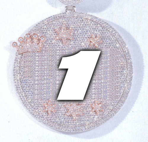 CUSTOM LETTER NECKLACE 3D BIG CROWN DISC