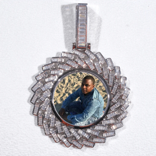 Large 3D Baguette Custom Picture Pendant