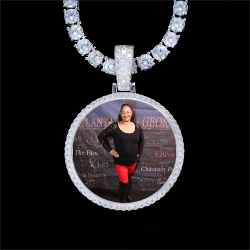 925S & VVS Moissanite 3D Circle Custom Picture Pendant