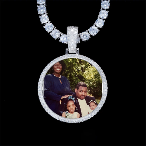 925S & VVS Moissanite 3D Circle Custom Picture Pendant