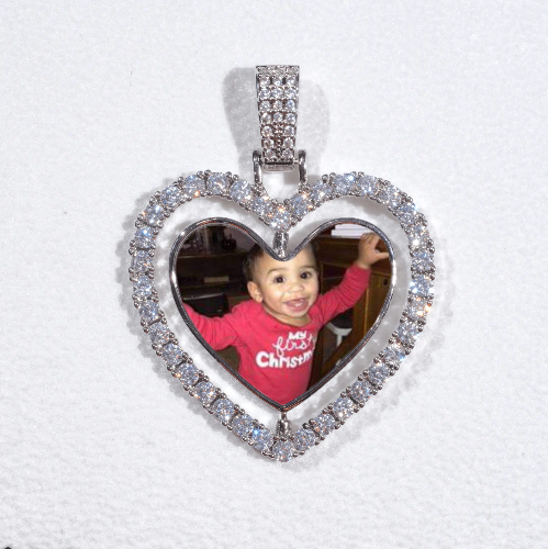3D Spinning 2-Faced Heart Custom Picture Pendant