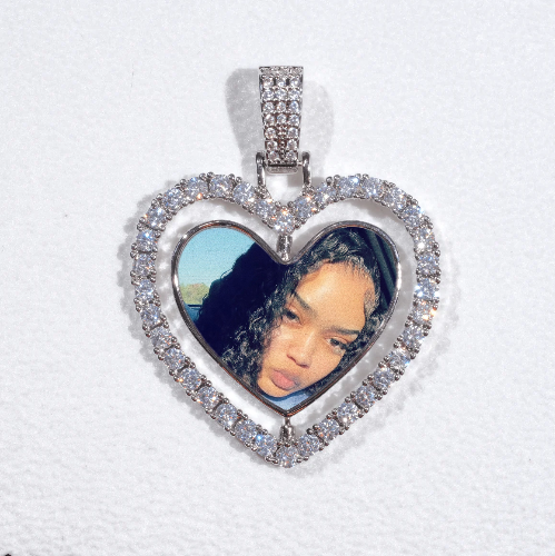 3D Spinning 2-Faced Heart Custom Picture Pendant