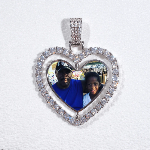 3D Spinning 2-Faced Heart Custom Picture Pendant