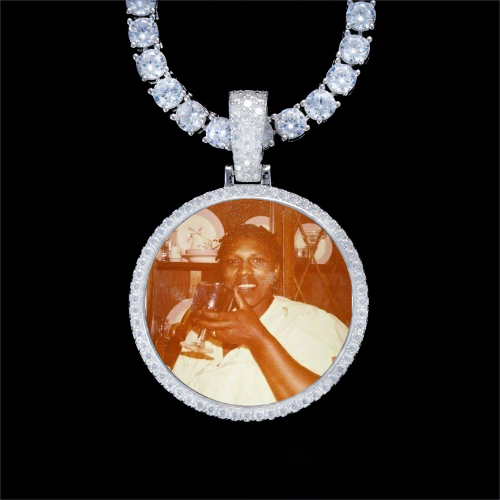 925S & VVS Moissanite 3D Circle Custom Picture Pendant