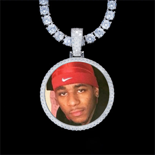 925S & VVS Moissanite 3D Circle Custom Picture Pendant