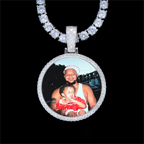 925S & VVS Moissanite 3D Circle Custom Picture Pendant