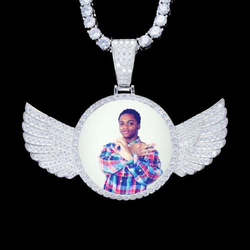 925S & VVS Moissanite 3D Wing Custom Picture Pendant