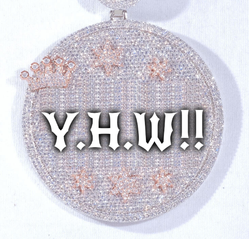 CUSTOM LETTER NECKLACE 3D BIG CROWN DISC