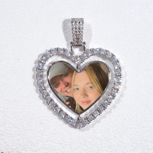 3D Spinning 2-Faced Heart Custom Picture Pendant