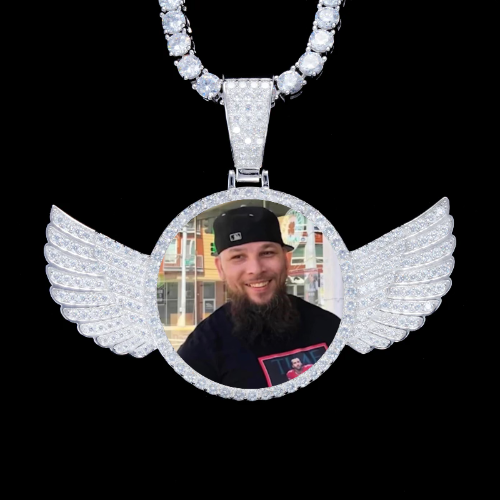 925S & VVS Moissanite 3D Wing Custom Picture Pendant