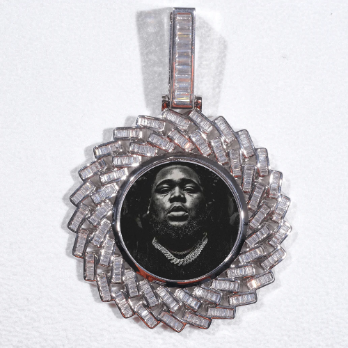 Large 3D Baguette Custom Picture Pendant