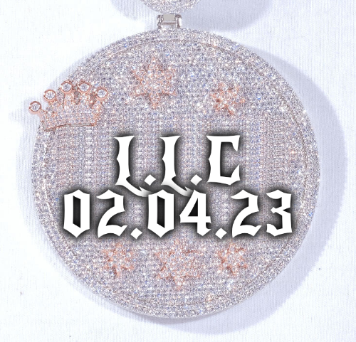 CUSTOM LETTER NECKLACE 3D BIG CROWN DISC