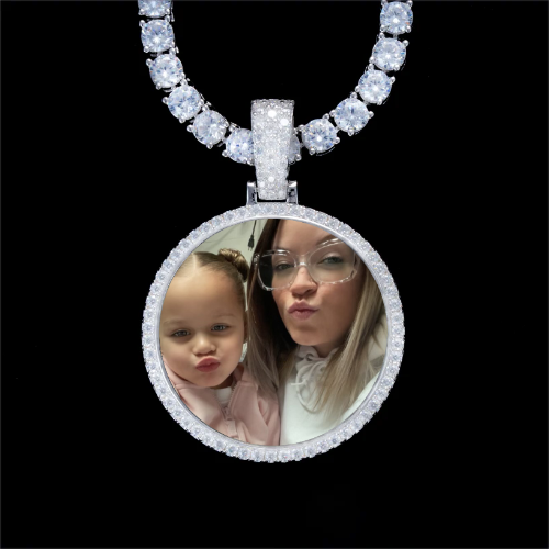 925S & VVS Moissanite 3D Circle Custom Picture Pendant
