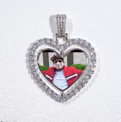 3D Spinning 2-Faced Heart Custom Picture Pendant