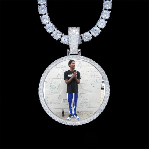 925S & VVS Moissanite 3D Circle Custom Picture Pendant