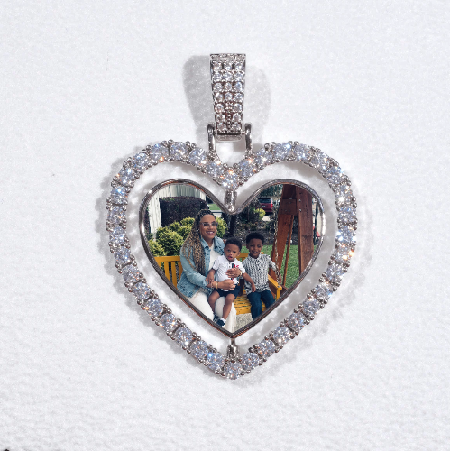 3D Spinning 2-Faced Heart Custom Picture Pendant