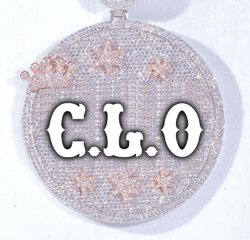 CUSTOM LETTER NECKLACE 3D BIG CROWN DISC
