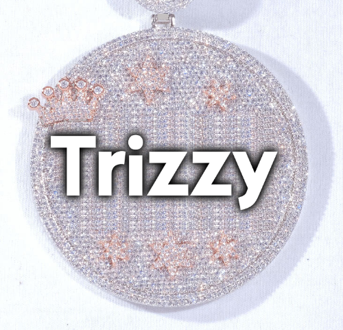 CUSTOM LETTER NECKLACE 3D BIG CROWN DISC