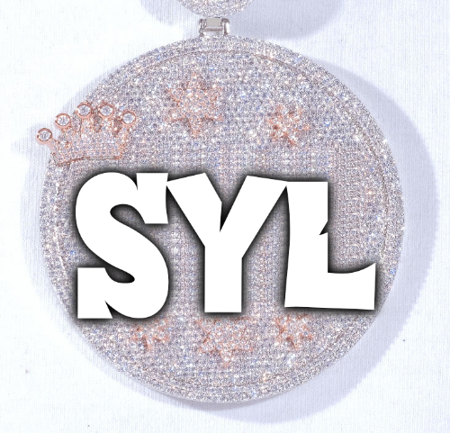 CUSTOM LETTER NECKLACE 3D BIG CROWN DISC