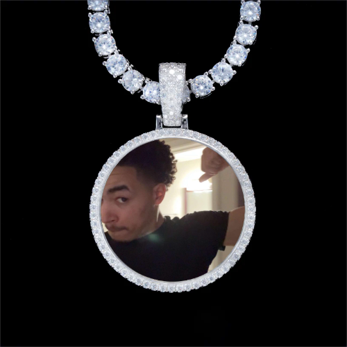 925S & VVS Moissanite 3D Circle Custom Picture Pendant