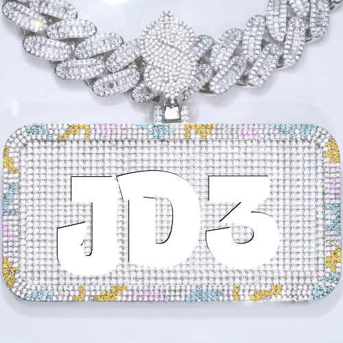 CUSTOM LETTER NECKLACE 3D COLORFUL SQUARE